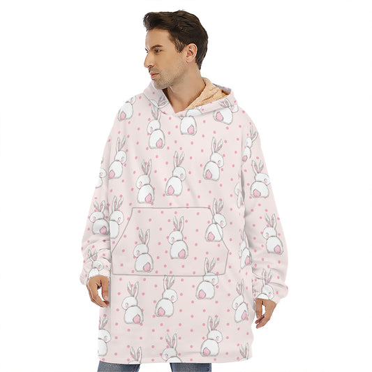 Cute Rabbit Pattern Print Hoodie Blanket
