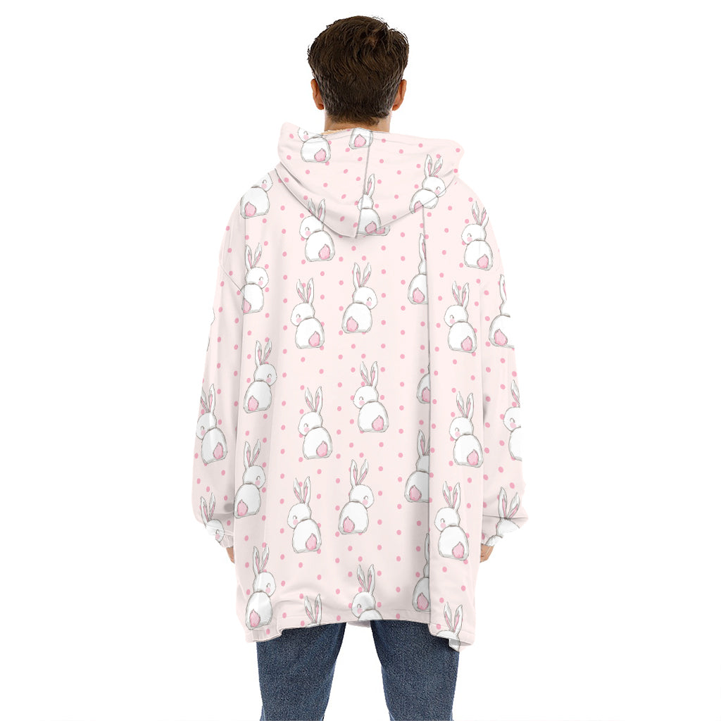 Cute Rabbit Pattern Print Hoodie Blanket