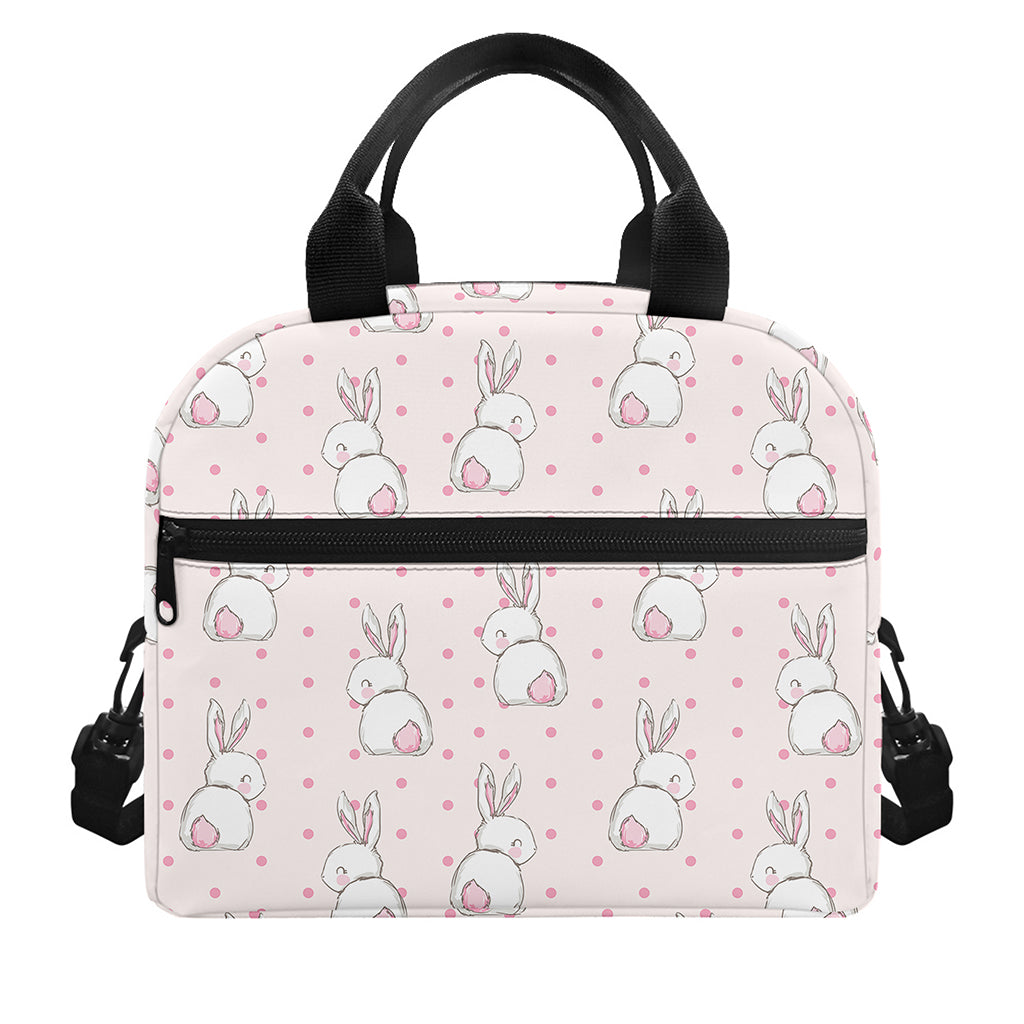 Cute Rabbit Pattern Print Insulated Lunch Bag