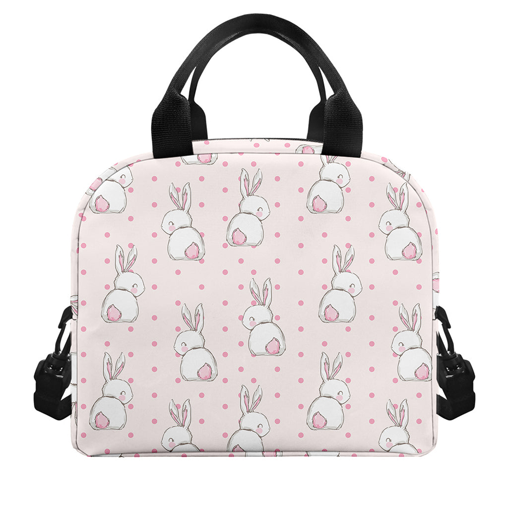 Cute Rabbit Pattern Print Insulated Lunch Bag