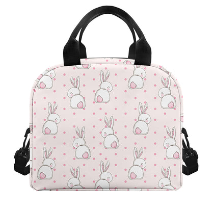 Cute Rabbit Pattern Print Insulated Lunch Bag
