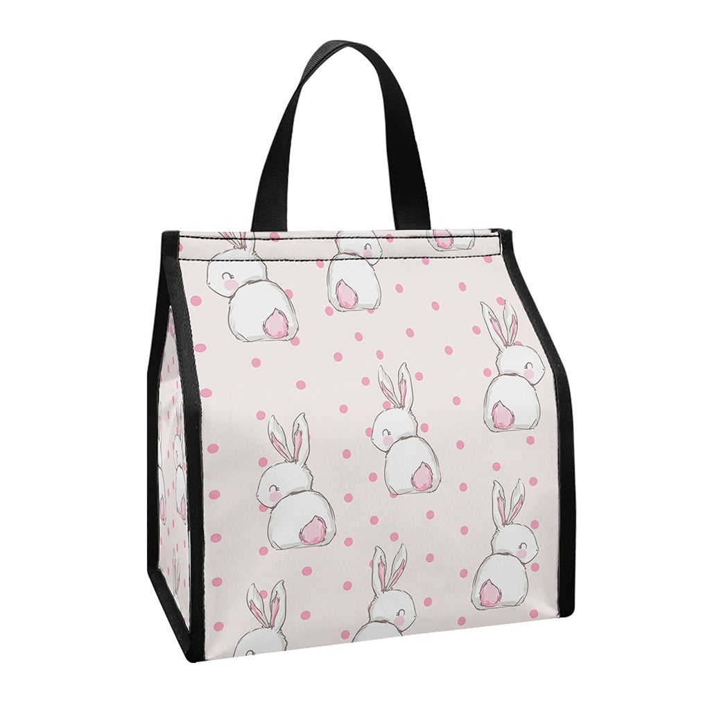 Cute Rabbit Pattern Print Insulated Lunch Tote