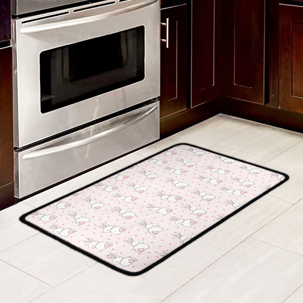 Cute Rabbit Pattern Print Kitchen Mat