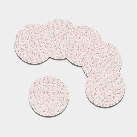 Cute Rabbit Pattern Print Leather Coaster Set