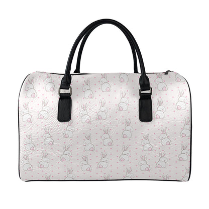 Cute Rabbit Pattern Print Leather Duffle Bag