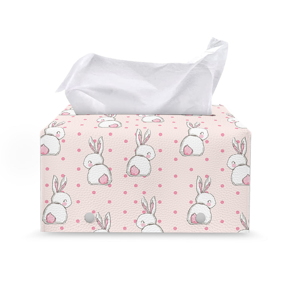 Cute Rabbit Pattern Print Leather Tissue Box Cover