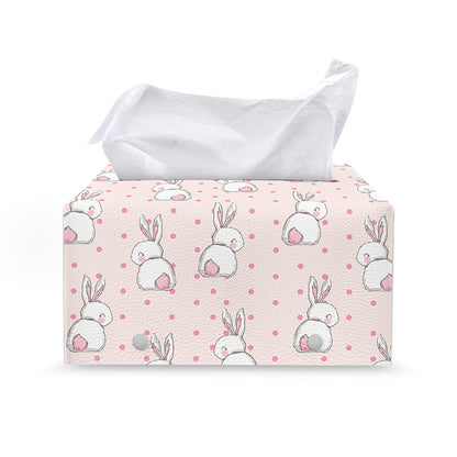 Cute Rabbit Pattern Print Leather Tissue Box Cover