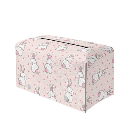 Cute Rabbit Pattern Print Leather Tissue Box Cover