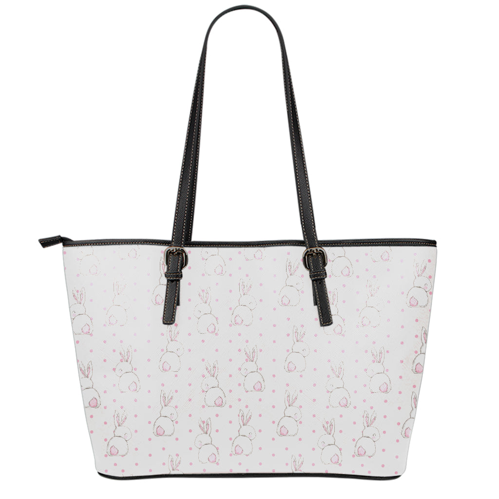 Cute Rabbit Pattern Print Leather Tote Bag