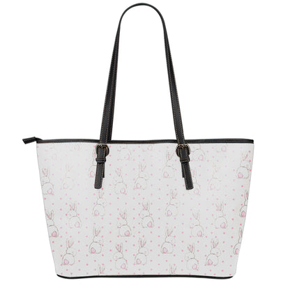 Cute Rabbit Pattern Print Leather Tote Bag