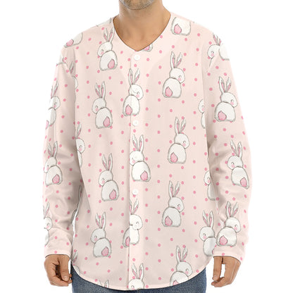 Cute Rabbit Pattern Print Long Sleeve Baseball Jersey