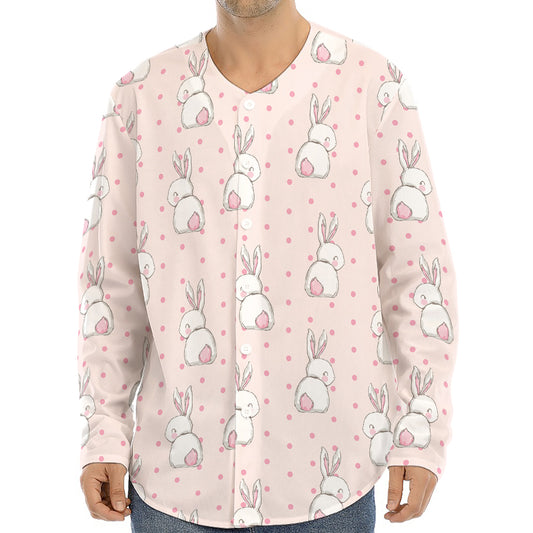 Cute Rabbit Pattern Print Long Sleeve Baseball Jersey