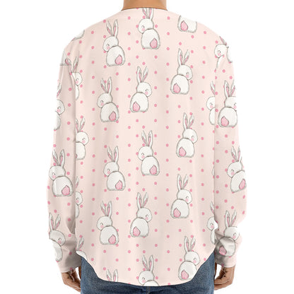 Cute Rabbit Pattern Print Long Sleeve Baseball Jersey