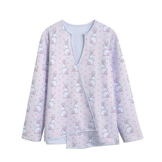 Cute Rabbit Pattern Print Long Sleeve Short Coat