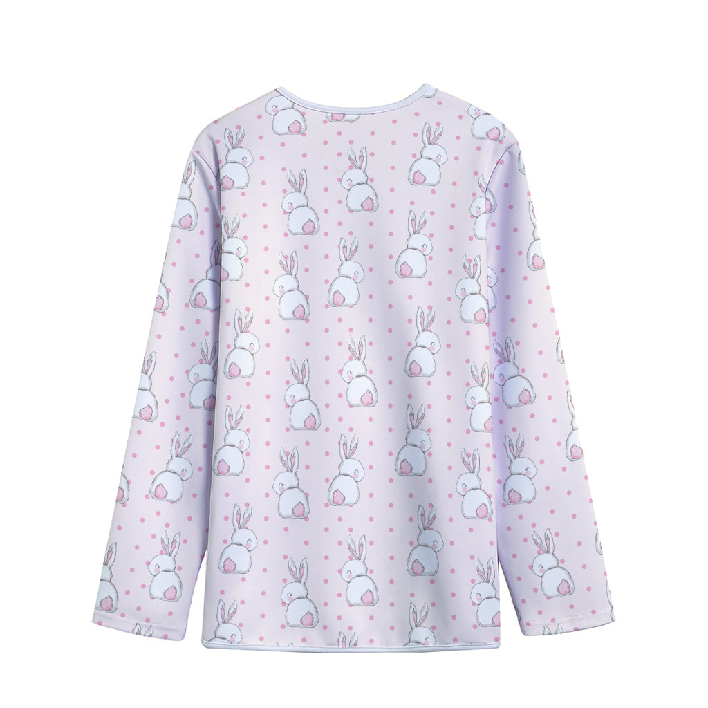 Cute Rabbit Pattern Print Long Sleeve Short Coat