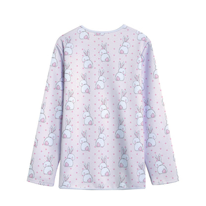 Cute Rabbit Pattern Print Long Sleeve Short Coat