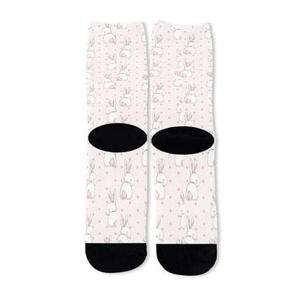 Cute Rabbit Pattern Print Long Socks