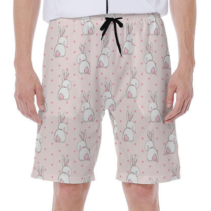 Cute Rabbit Pattern Print Men's Beach Shorts