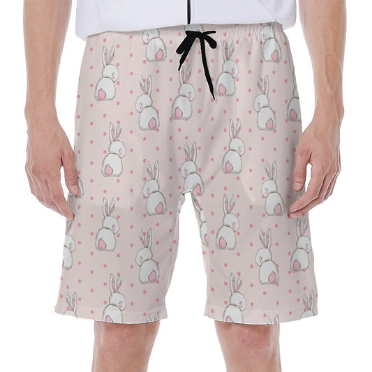 Cute Rabbit Pattern Print Men's Beach Shorts