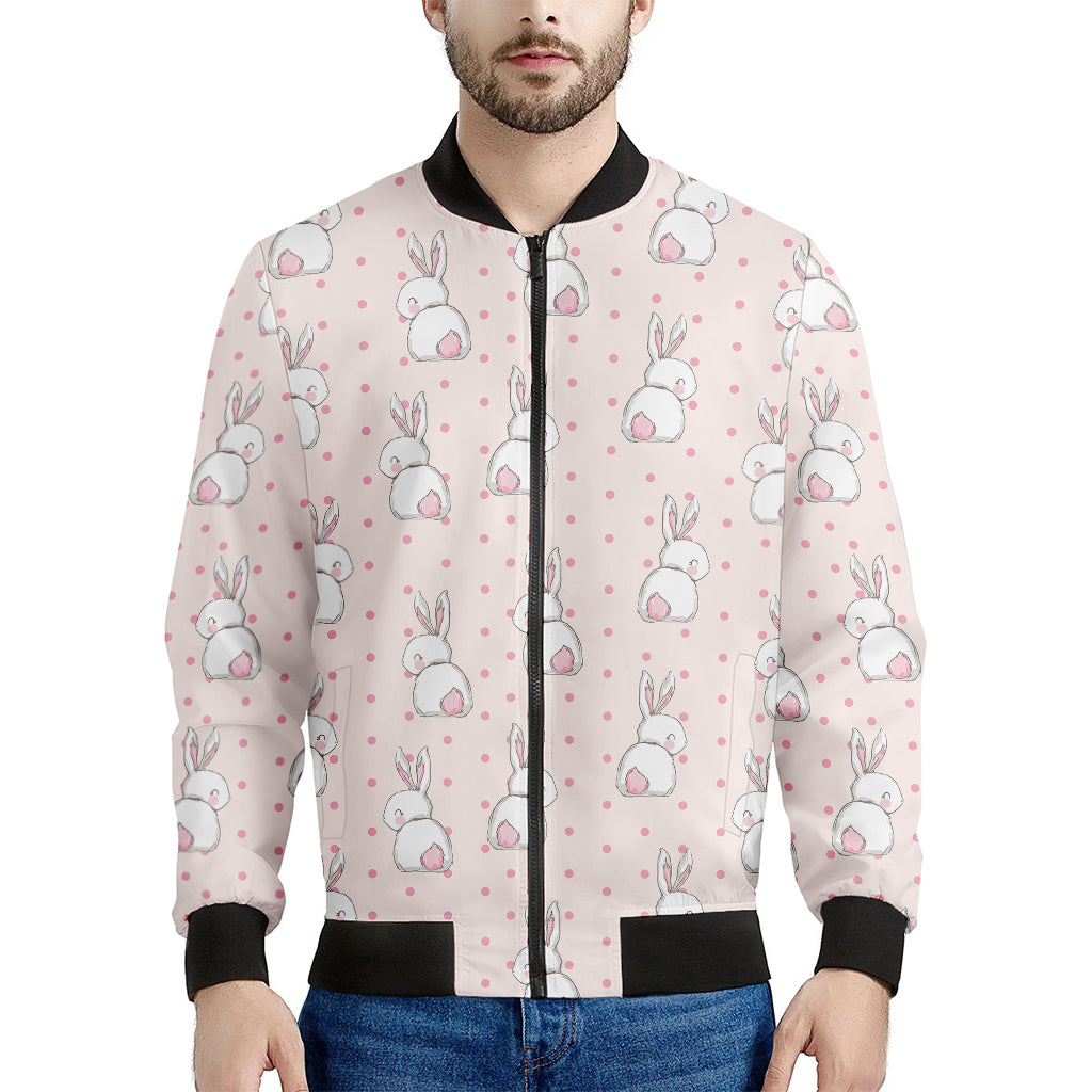 Cute Rabbit Pattern Print Men's Bomber Jacket