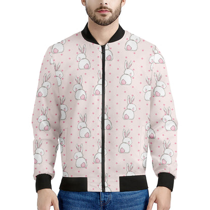 Cute Rabbit Pattern Print Men's Bomber Jacket