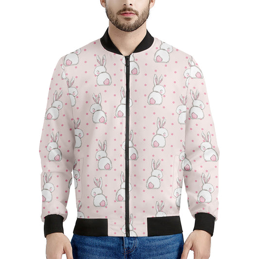 Cute Rabbit Pattern Print Men's Bomber Jacket