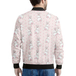 Cute Rabbit Pattern Print Men's Bomber Jacket