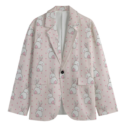 Cute Rabbit Pattern Print Men's Cotton Blazer