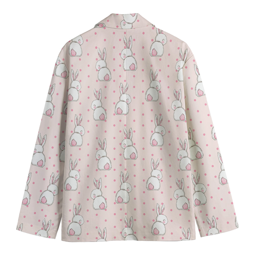Cute Rabbit Pattern Print Men's Cotton Blazer