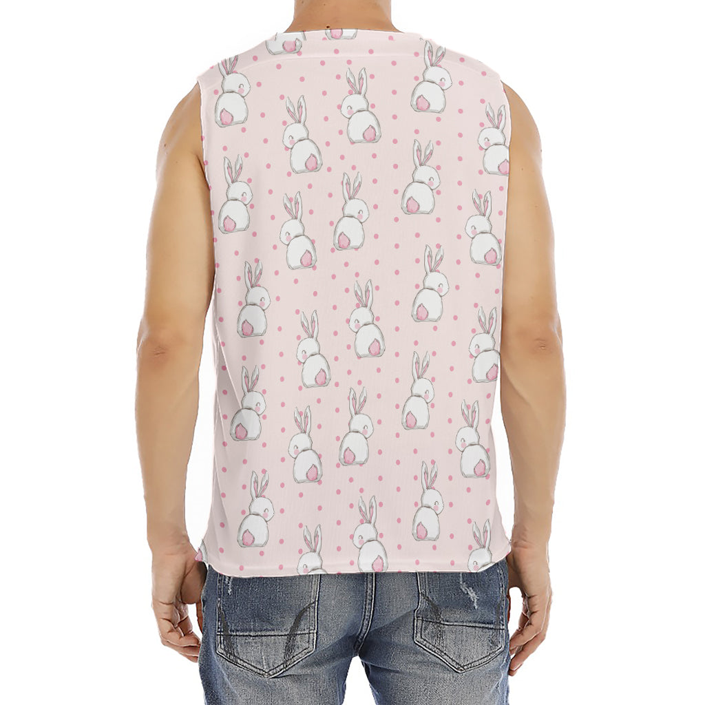 Cute Rabbit Pattern Print Men's Fitness Tank Top