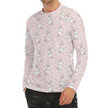 Cute Rabbit Pattern Print Men's Long Sleeve Rash Guard