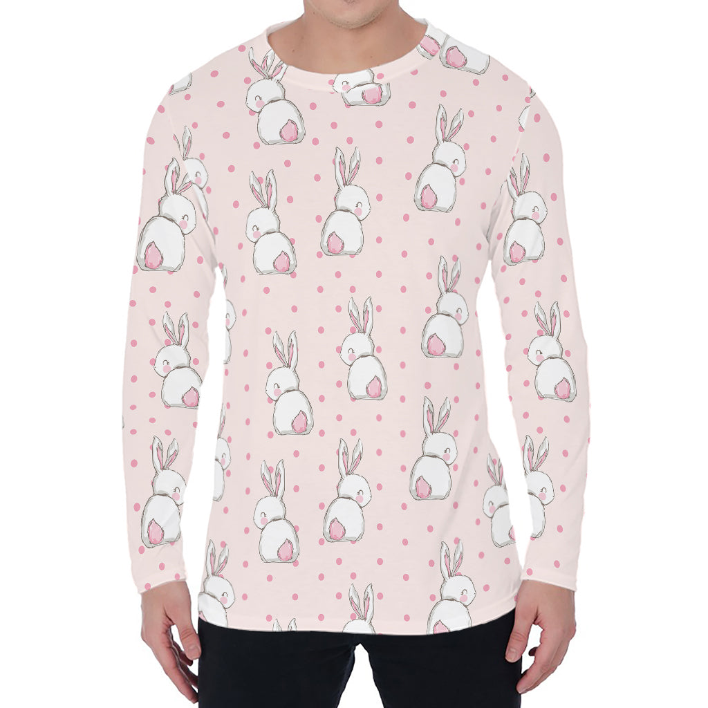 Cute Rabbit Pattern Print Men's Long Sleeve T-Shirt