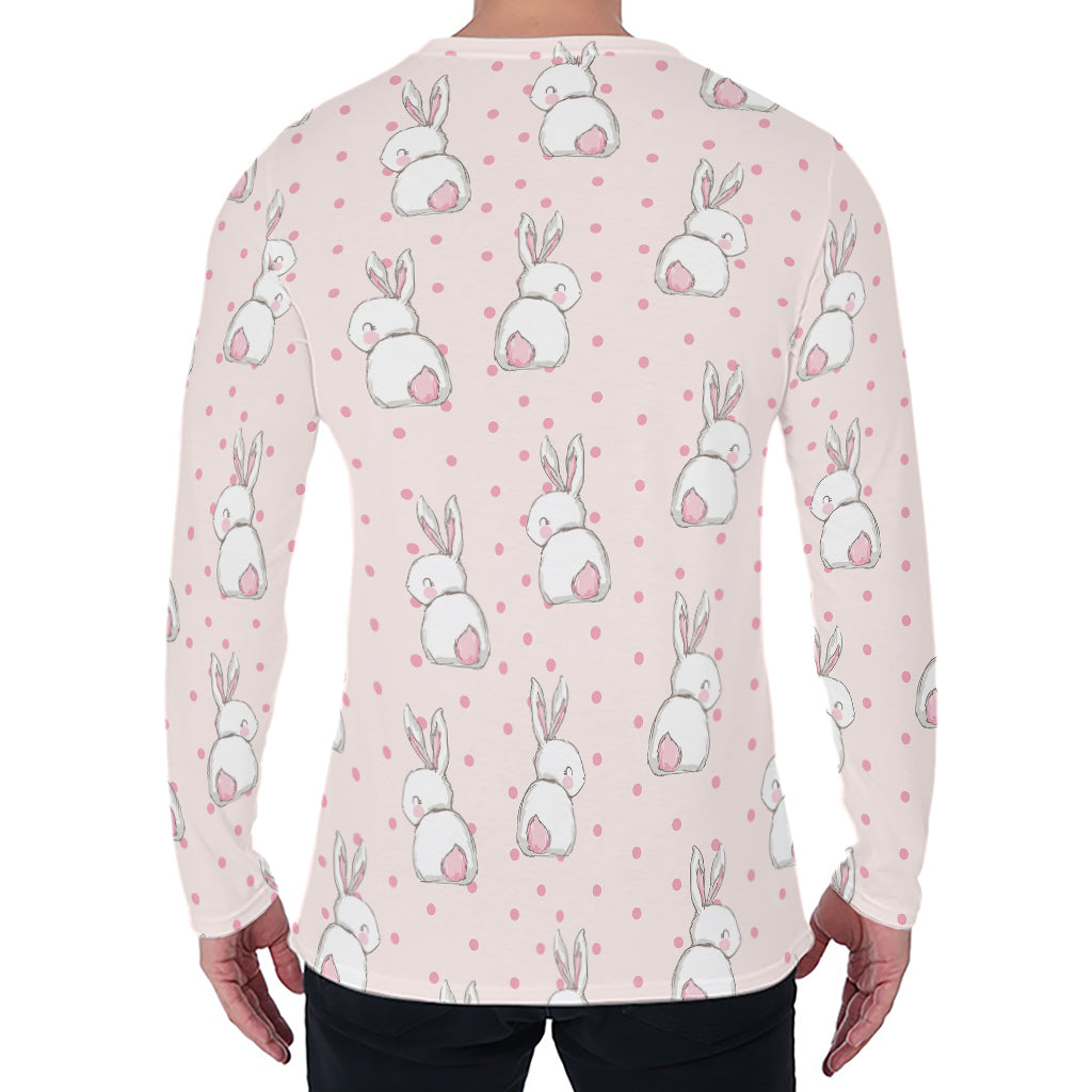 Cute Rabbit Pattern Print Men's Long Sleeve T-Shirt