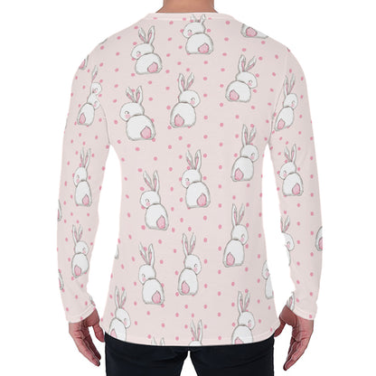 Cute Rabbit Pattern Print Men's Long Sleeve T-Shirt