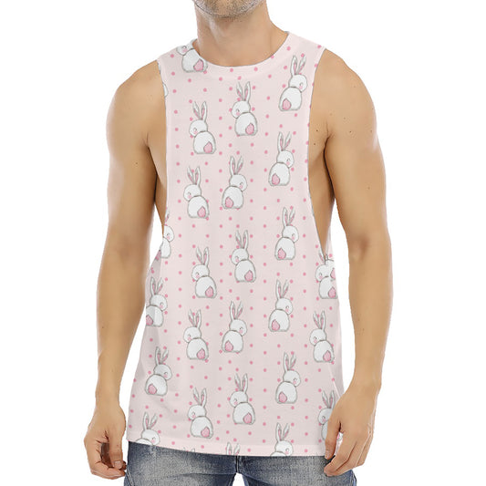 Cute Rabbit Pattern Print Men's Muscle Tank Top