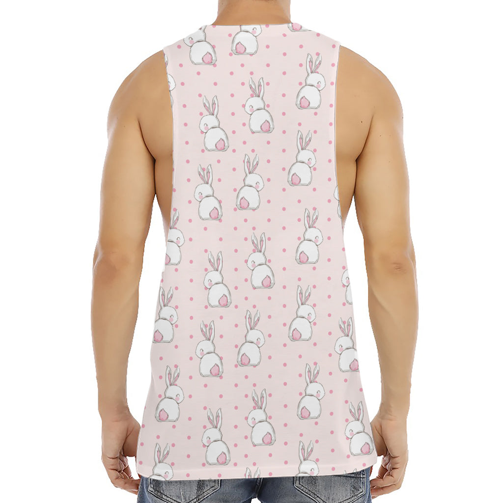 Cute Rabbit Pattern Print Men's Muscle Tank Top