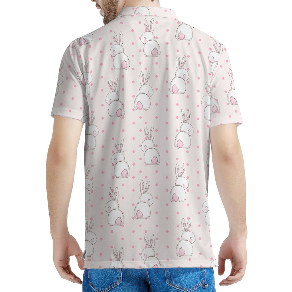 Cute Rabbit Pattern Print Men's Polo Shirt