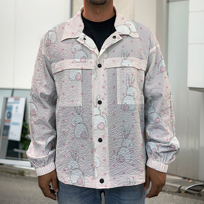 Cute Rabbit Pattern Print Men's Shirt Jacket