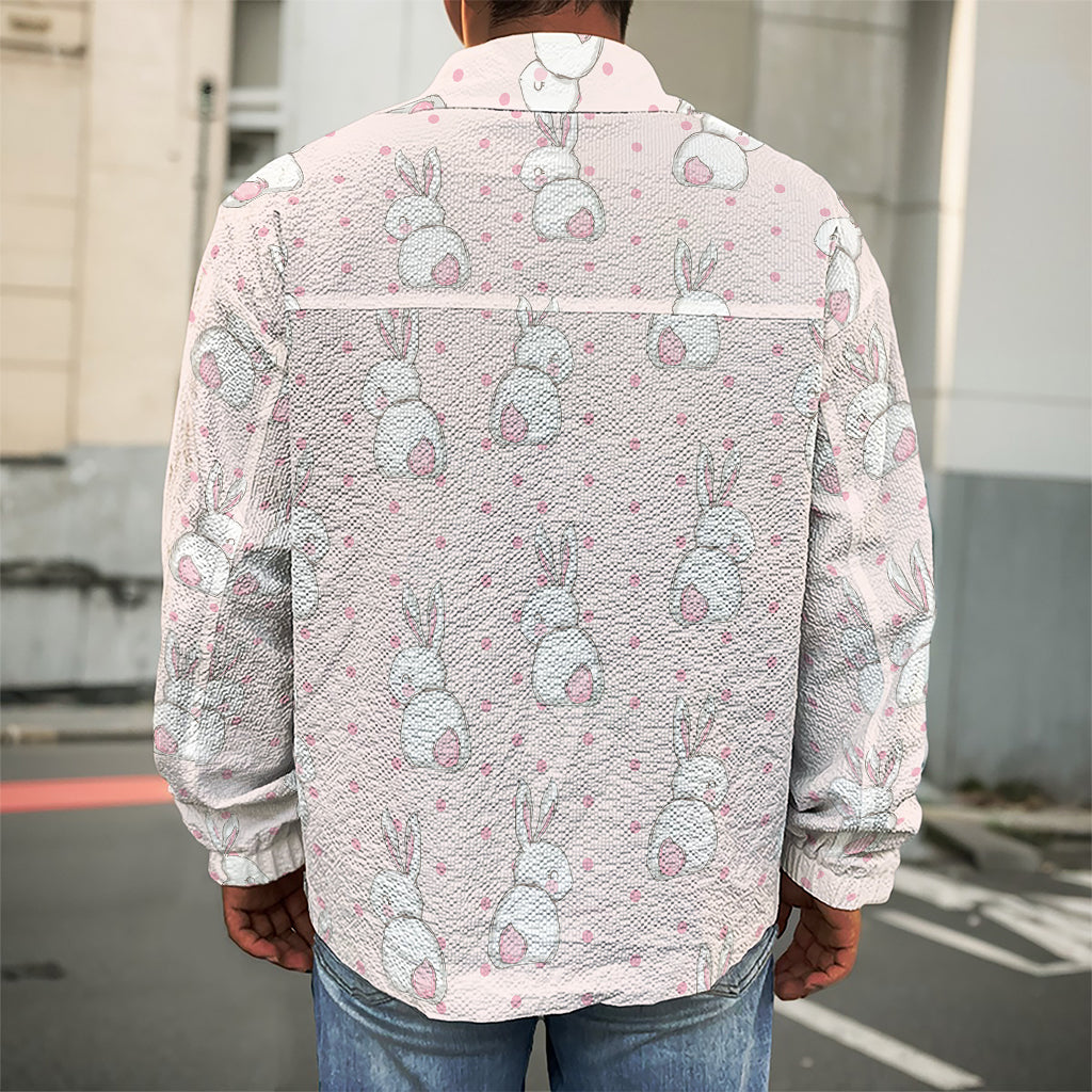 Cute Rabbit Pattern Print Men's Shirt Jacket