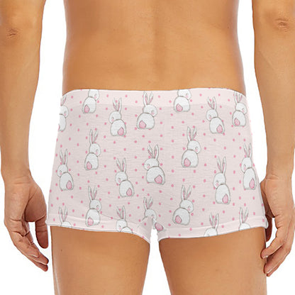 Cute Rabbit Pattern Print Men's Short Boxer Briefs