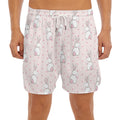 Cute Rabbit Pattern Print Men's Split Running Shorts