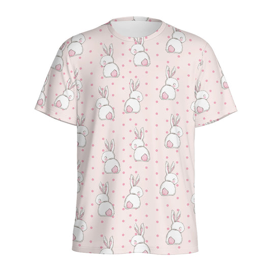 Cute Rabbit Pattern Print Men's Sports T-Shirt