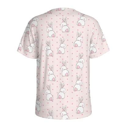 Cute Rabbit Pattern Print Men's Sports T-Shirt