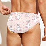 Cute Rabbit Pattern Print Men's Swim Briefs