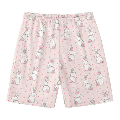 Cute Rabbit Pattern Print Men's Swim Trunks
