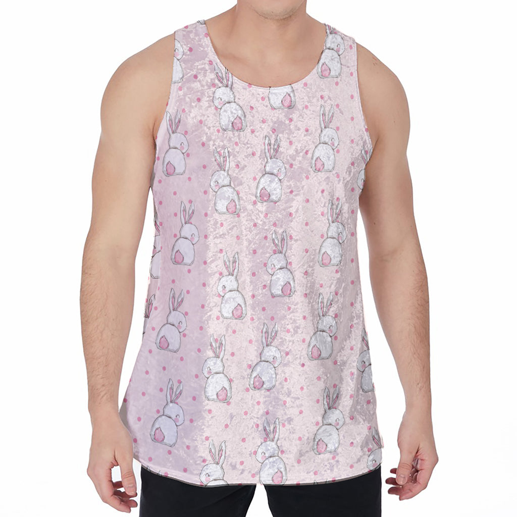 Cute Rabbit Pattern Print Men's Velvet Tank Top