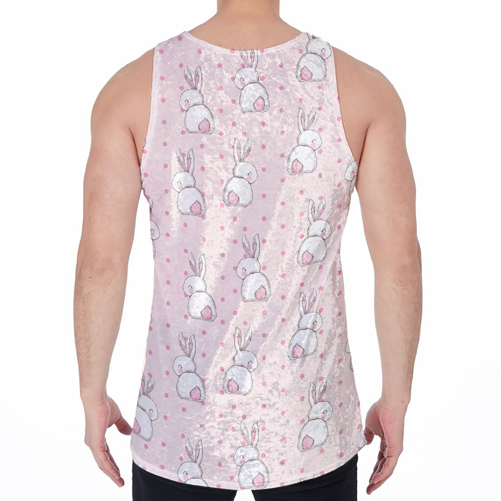 Cute Rabbit Pattern Print Men's Velvet Tank Top