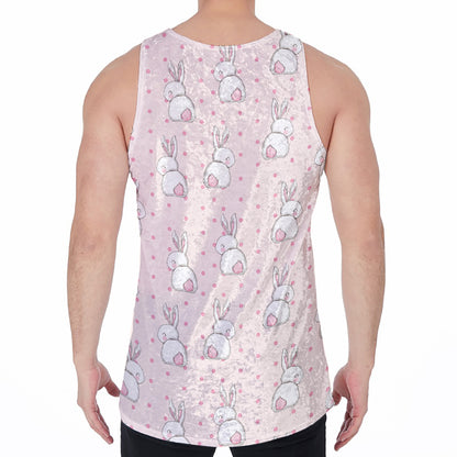 Cute Rabbit Pattern Print Men's Velvet Tank Top