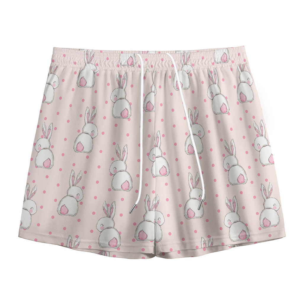 Cute Rabbit Pattern Print Mesh Shorts