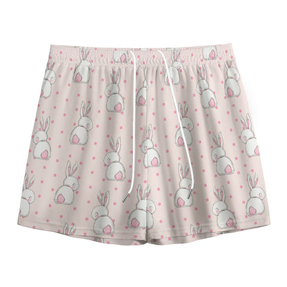 Cute Rabbit Pattern Print Mesh Shorts